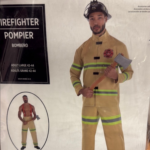 Amscan Men’s Yellow Firefighter Halloween Costume - Picture 1 of 3
